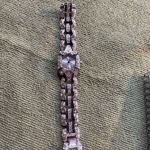 HW65 FRANZ XAVIER Signed ST. STEEL QUARTZ LADIES’ BLUE & CLEAR CRYSTAL WATCH